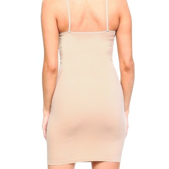 Rust OS S,M,L,Seamless Long Cami Mini Dress Camisole Tank Top Slip Nylon Stretch - Picture 4 of 7